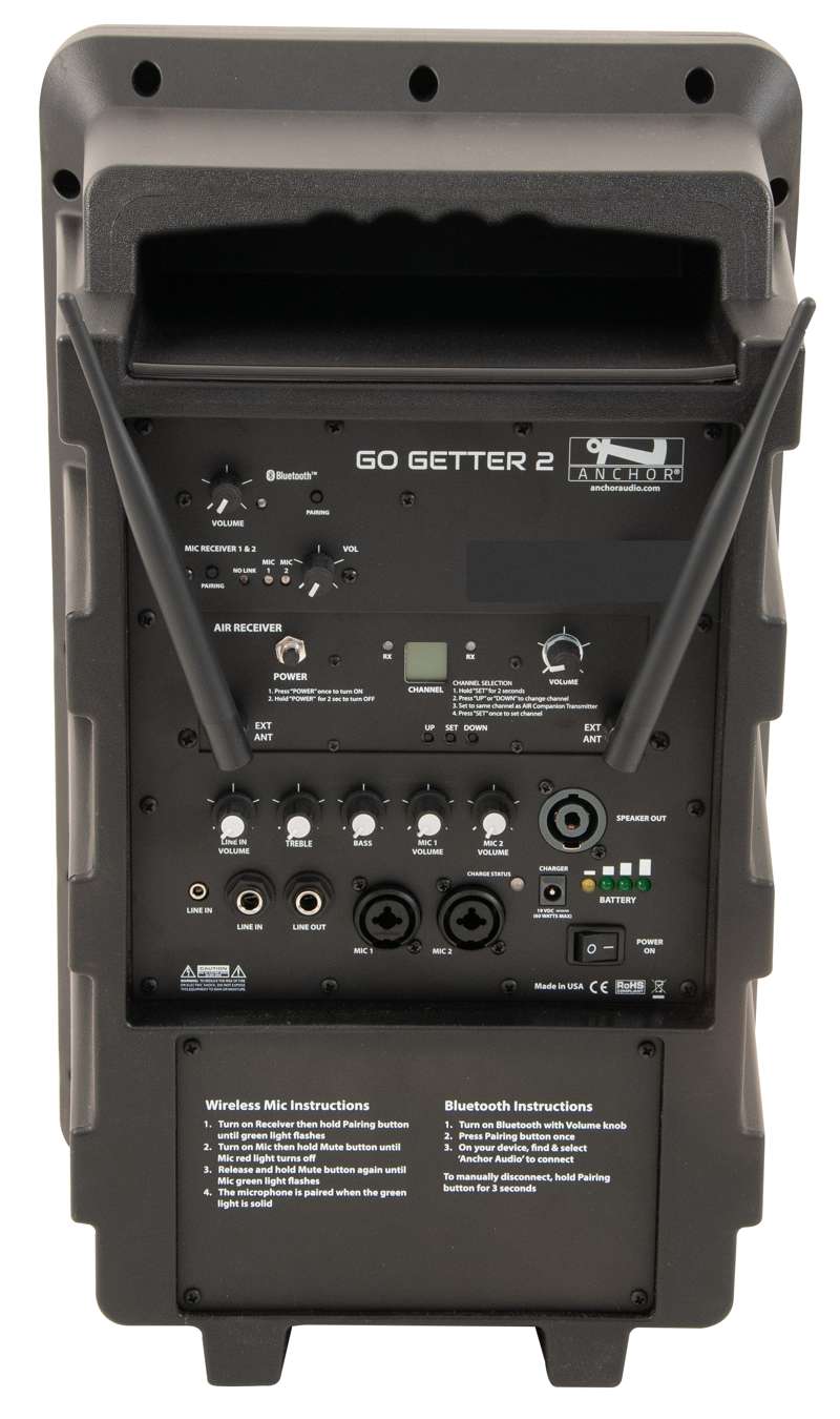 Anchor Audio Go Getter System 1 Battery-Powered PA System with Bluetooth, Wireless Handheld Microphone, and Speaker Stand - Image 3