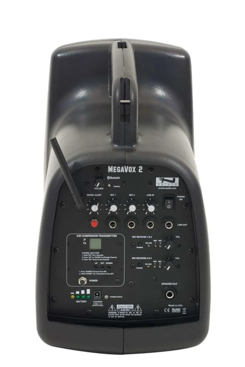 Anchor Audio MegaVox 2 System X1 Battery-Powered PA System with Bluetooth, Anchor-Air Transmitter, Wireless Handheld Microphone, and Speaker Stand - Image 5
