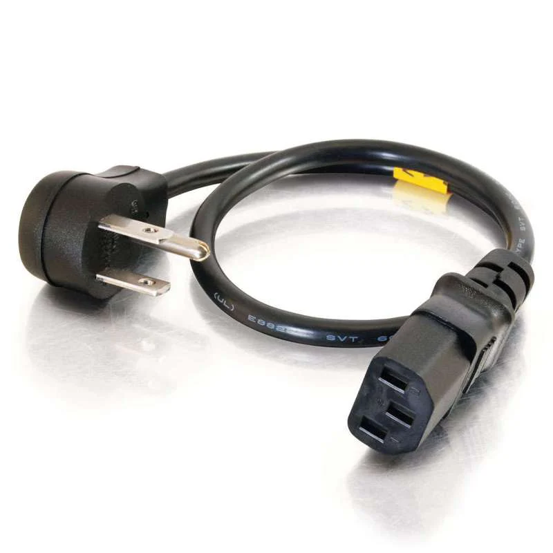 Cables To Go 1.5ft (0.46m) 18 AWG Universal Flat Panel Power Cord (NEMA 5-15P to IEC320C13) - TAA Compliant - Image 2