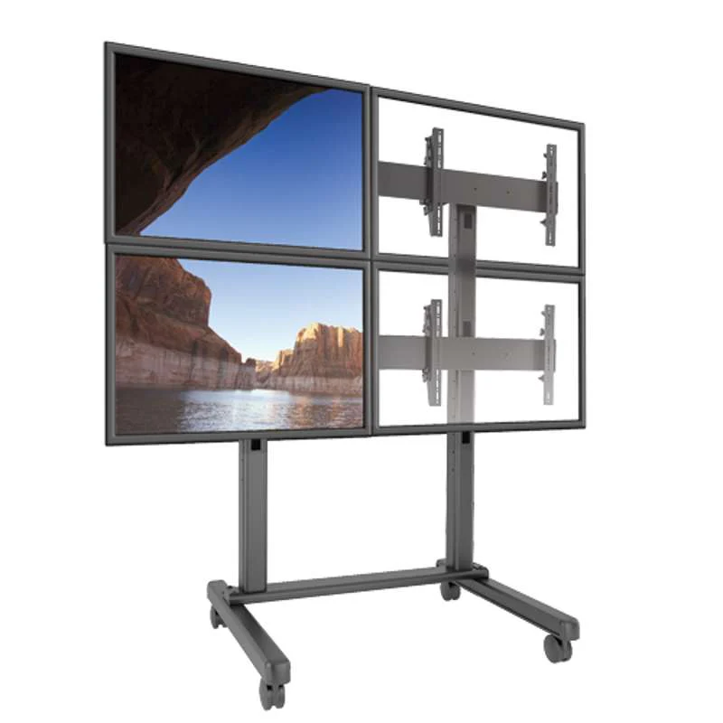 Chief Fusion Large 2x2 Freestanding Video Wall Mobile TV Cart - 42-50 Inch TVs - TAA Compliant - Black - Image 2
