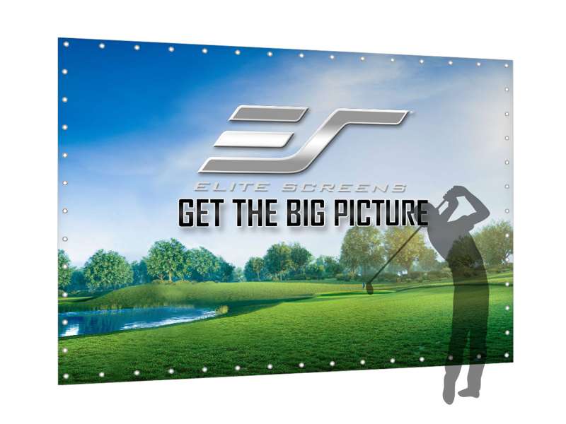 Elite Screens GolfSim DIY, Do-it-Yourself ImpactWhite 360 Golf Impact Screen Material, Velvet Border with Metal Grommets, 118.1" x 96.5", Folded Packing