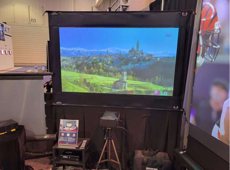 Elite Screens Presenter Pro CLR 2 Series, 123-inch Diag. 16:9 Portable Screen, Ceiling Light Rejecting (CLR)2 Material - Image 7