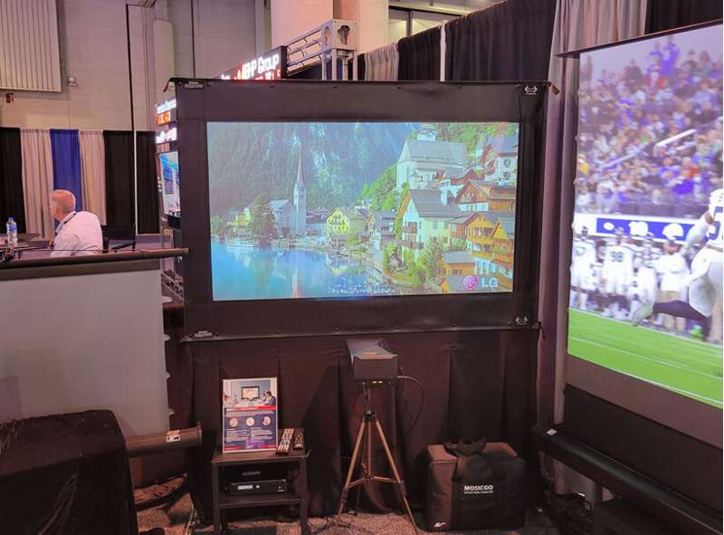 Elite Screens Presenter Pro CLR 2 Series, 123-inch Diag. 16:9 Portable Screen, Ceiling Light Rejecting (CLR)2 Material - Image 8