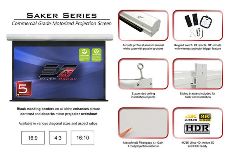 Elite Screens Saker Series 135 Inch Diagonal Electric Screen - Image 2