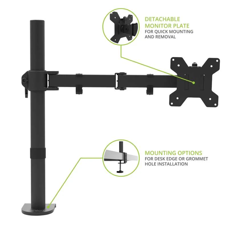 Kanto Height Adjustable Desktop Arm Single Monitor Stand for 17" to 34" Monitors - Image 9