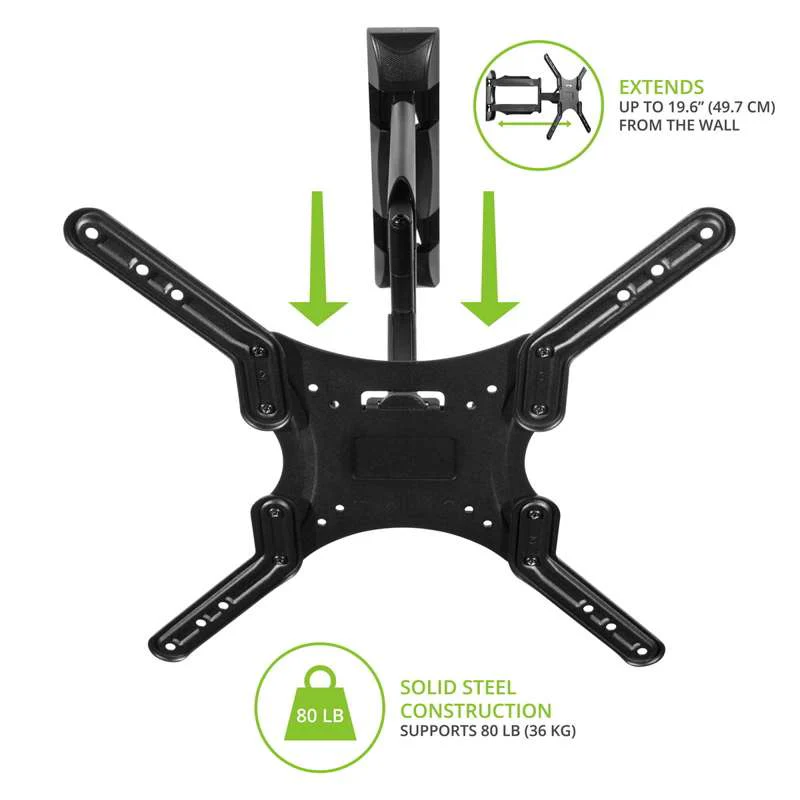 Kanto Full Motion Mount for 26-inch to 55-inch TVs - Black - Image 11