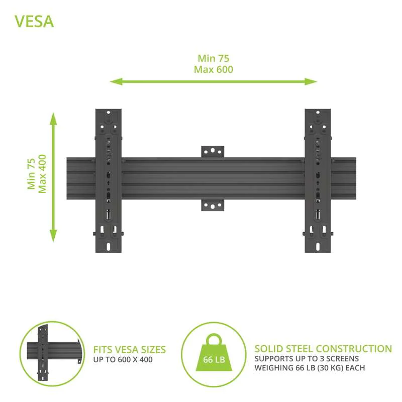 Kanto Menu Board Wall Mount System with Tilting Arms for 40" - 60" TVs, 3 Screens - Image 13