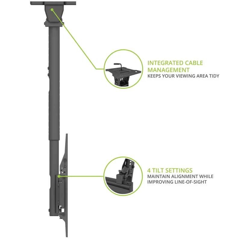 Kanto Menu Board Ceiling Mount System with Tilting Arms for 40-Inch to 60-Inch TVs (4 wide, 1 high, 1 sided) - Image 2