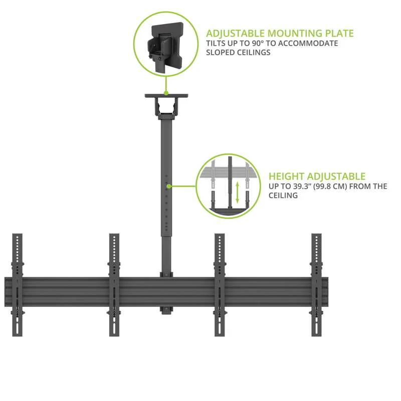 Kanto Menu Board Ceiling Mount System with Tilting Arms for 40-Inch to 60-Inch TVs (2 wide, 1 high, 1 sided) - Image 9
