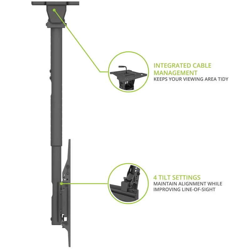 Kanto Menu Board Ceiling Mount System with Tilting Arms for 40-Inch to 60-Inch TVs (3 wide, 1 high, 1 sided) - Image 2