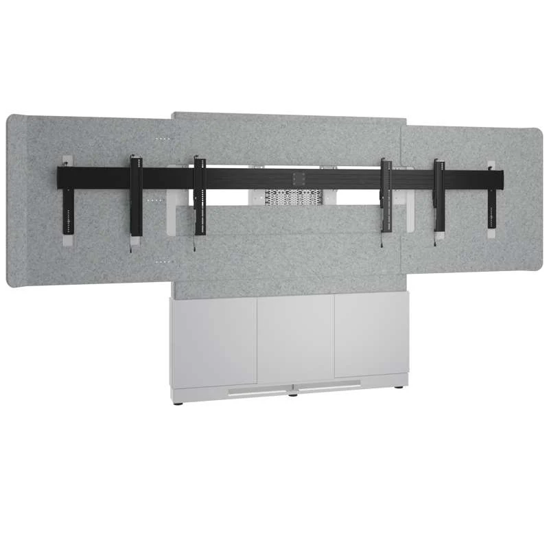 Middle Atlantic Forum Floor-to-Wall Mounted 66" (3 Bay) Display Stand for (2) 50" to 55" Display, Light Finish - Image 2