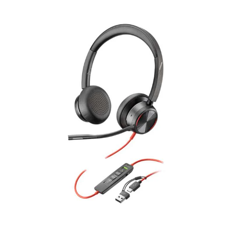 Poly Blackwire 8225 Stereo USB-C Headset +USB-C/A Adapter (8X223AA)