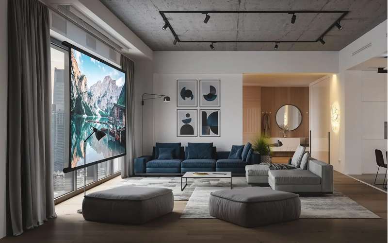 Screen Innovations Zero-G Motorized Flush Mount Screen, 73'' x 116'' with Pure White Material - Image 2