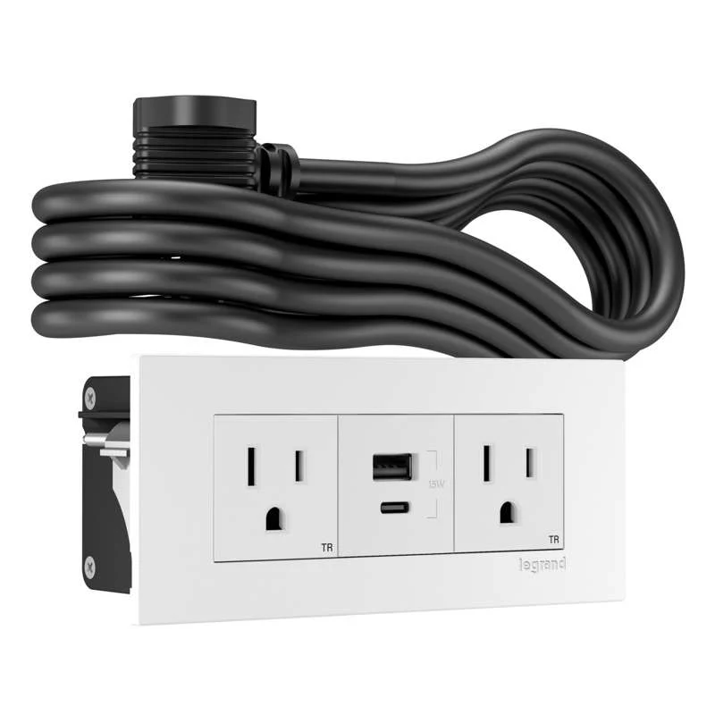 Wiremold dash Furniture Power Center, 2 Outlet and 1 USB A/C, White