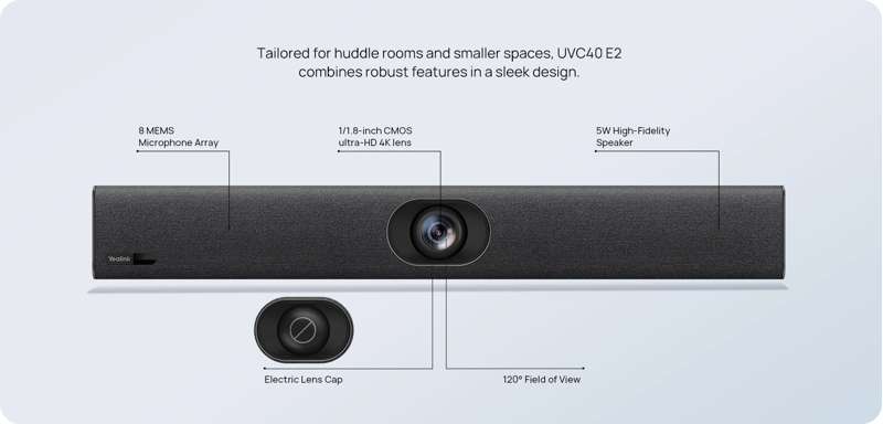 Yealink UVC40 E2 All-in-One USB Video Bar for Small and Huddle Rooms - Image 4